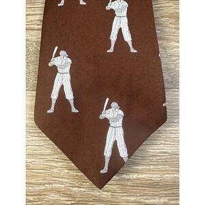 Vintage Men's Brown 1970's Baseball Player Necktie Tie Sport Fun Coach Gift